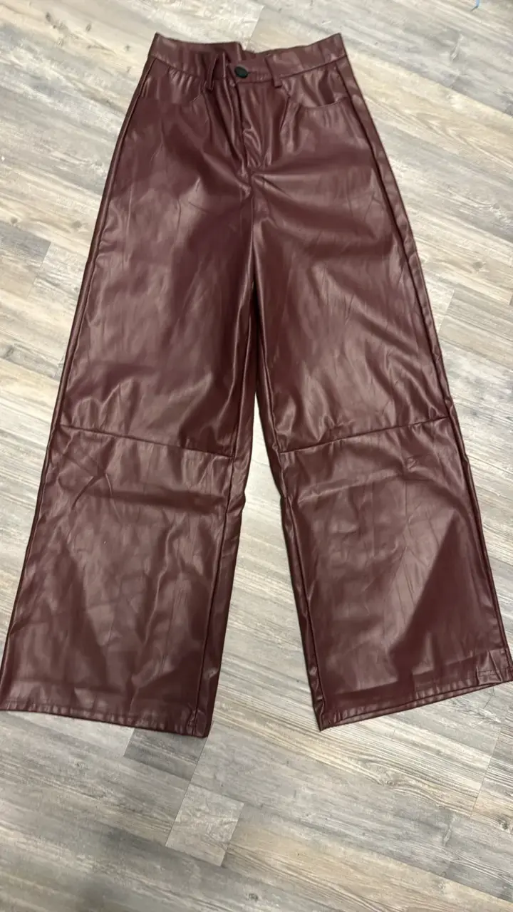 Pantalones de cuero sintético burdeos - 1