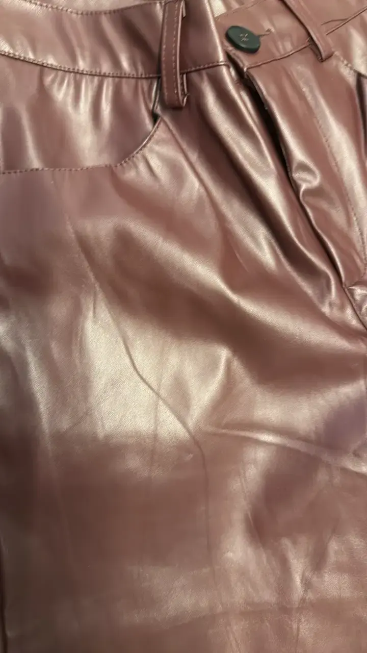 Pantalones de cuero sintético burdeos - 2
