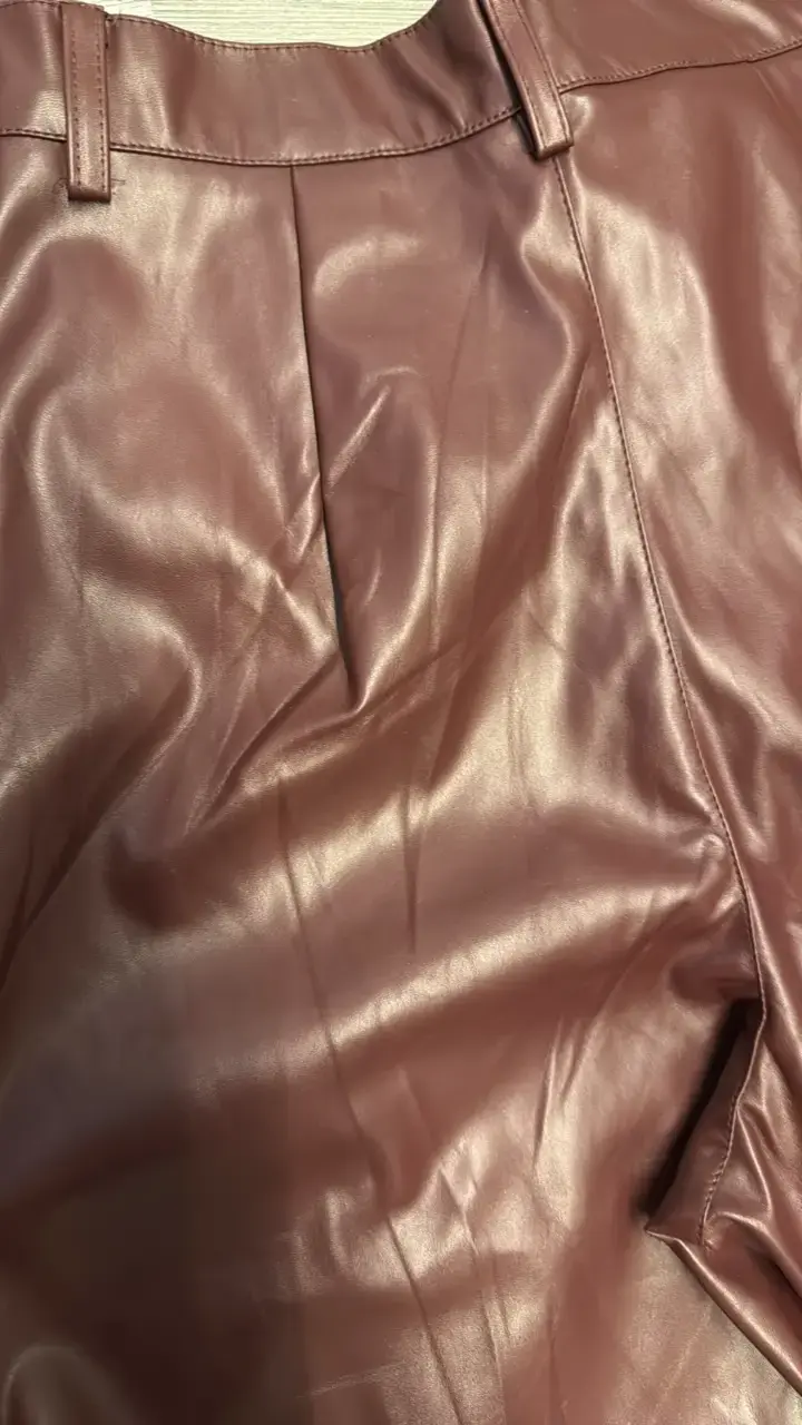 Pantalones de cuero sintético burdeos - 3
