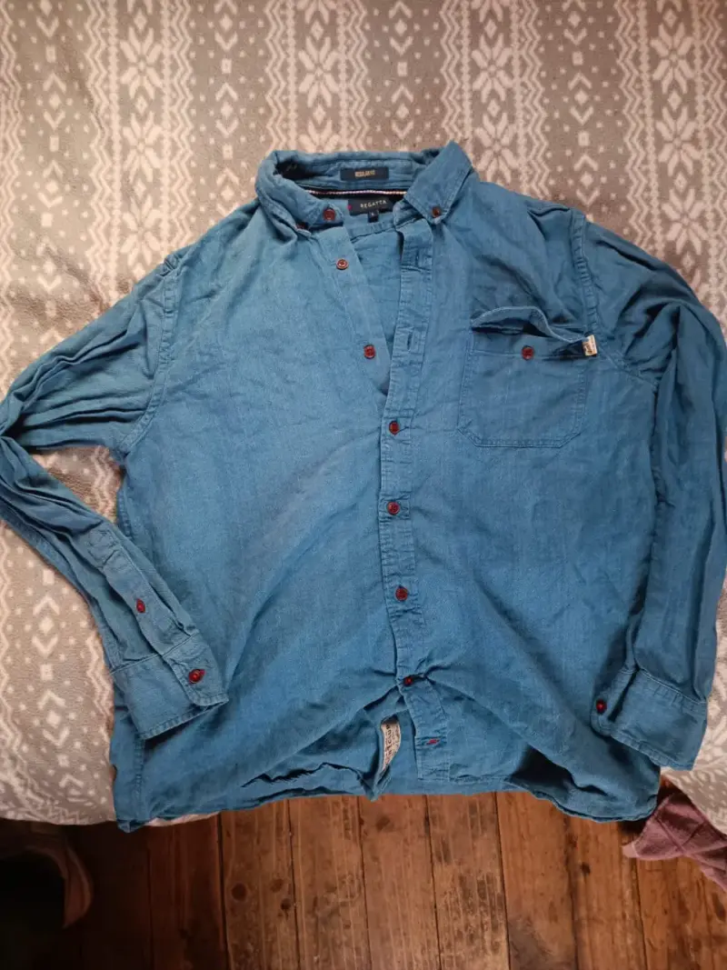 Camisa 100% algodon azul para hombre