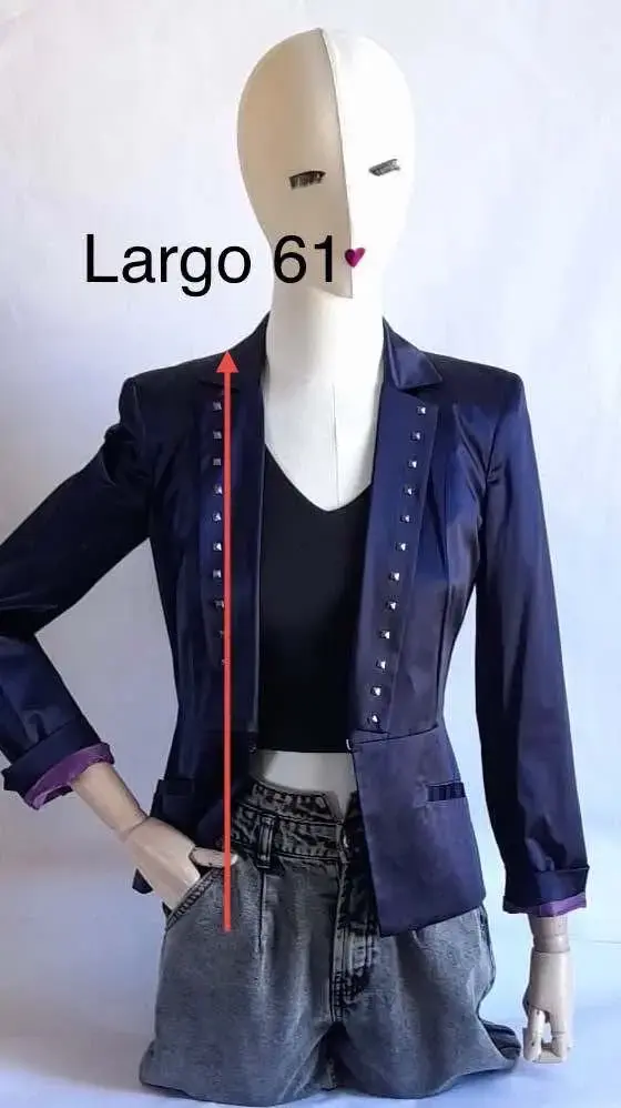 Blazer azul con detalles metálicos - 1