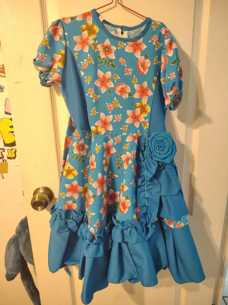 Vestido infantil floral azul con bolero - 2
