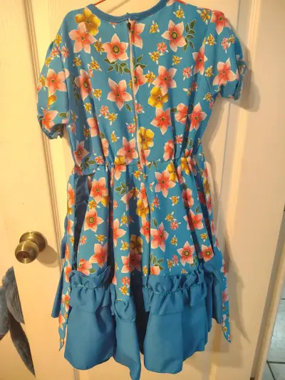 Vestido infantil floral azul con bolero - miniatura 3