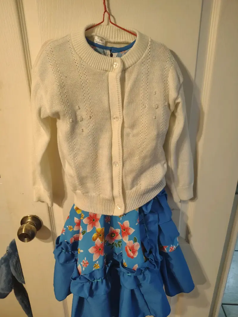 Vestido infantil floral azul con bolero - 6