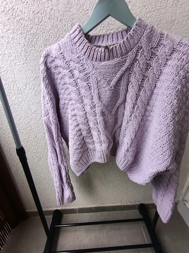 Suéter de punto lila para mujer - 1