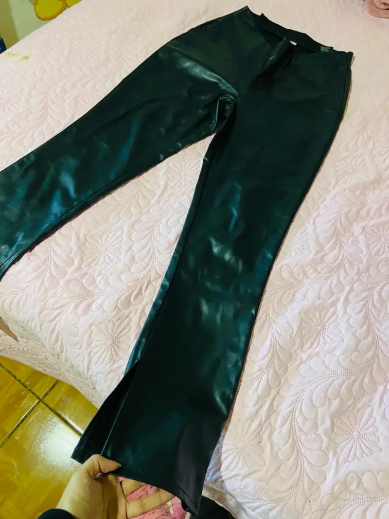 Pantalones de cuero marrón para mujer - 2