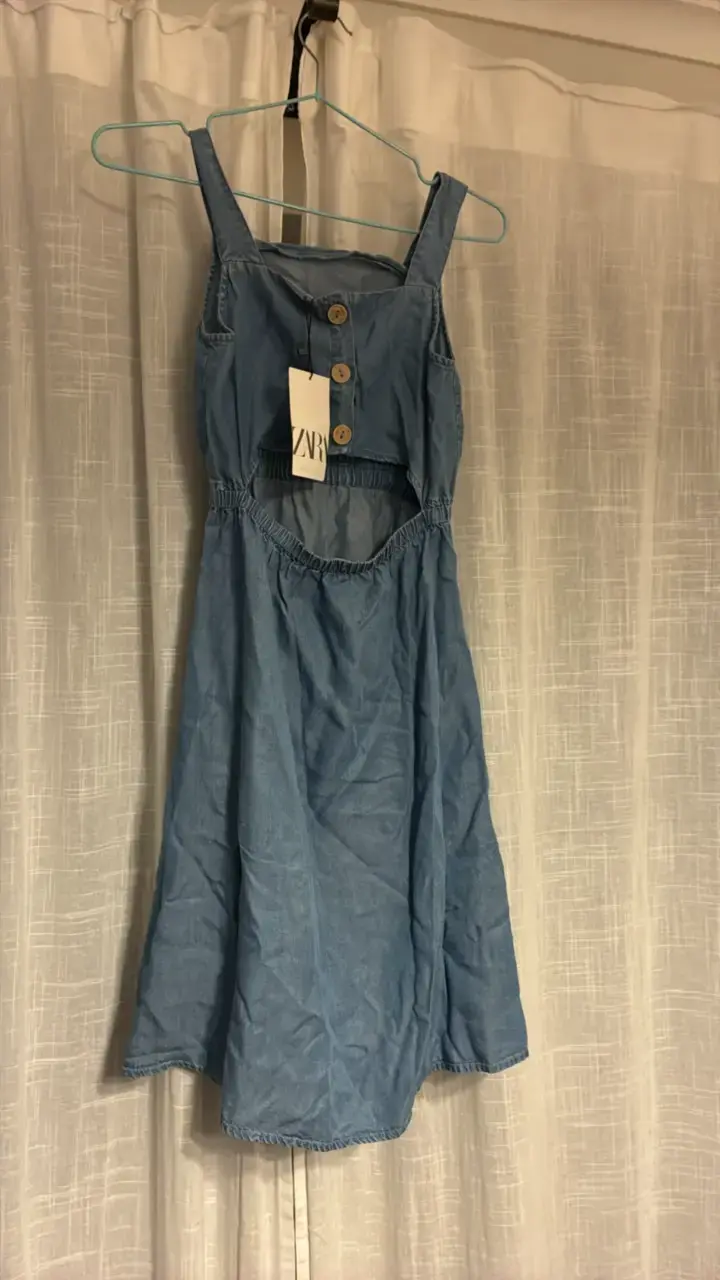 Vestido de mezclilla azul casual - 2