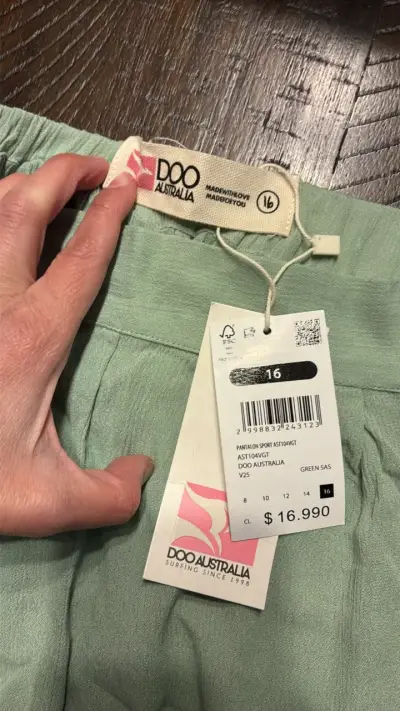 Pantalones verdes de lino con etiqueta - miniatura 2