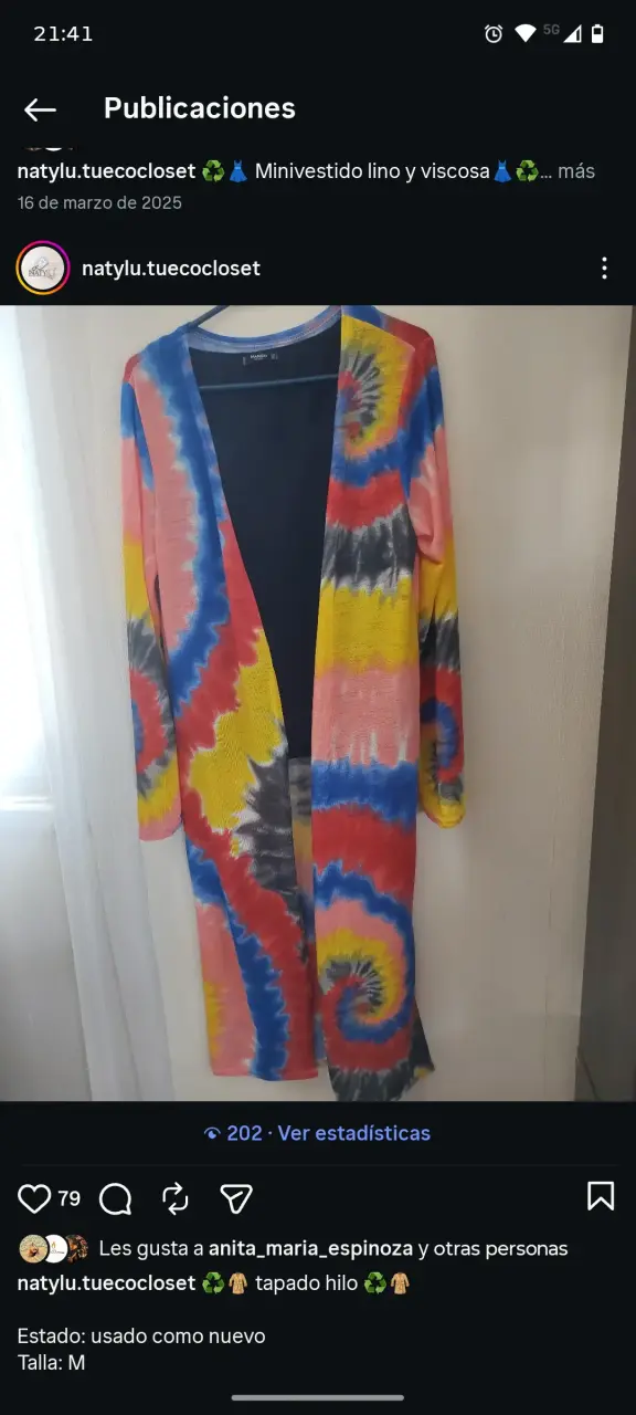 Cardigan tie-dye multicolor de hilo