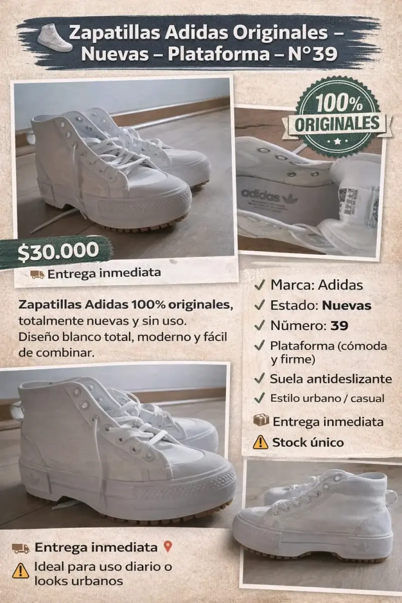 Zapatillas Adidas blancas con plataforma nuevas