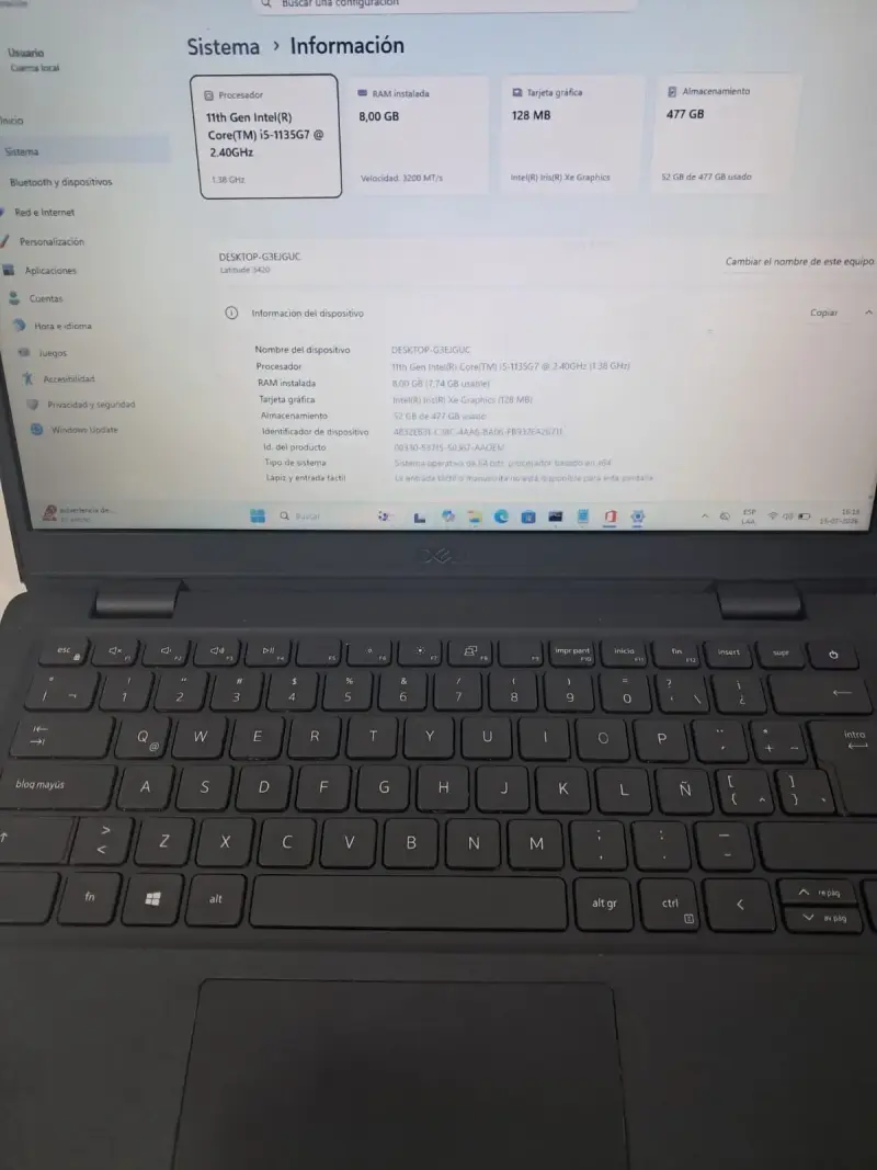 Laptop Dell Intel Core i5 11va Gen 8GB RAM - 1