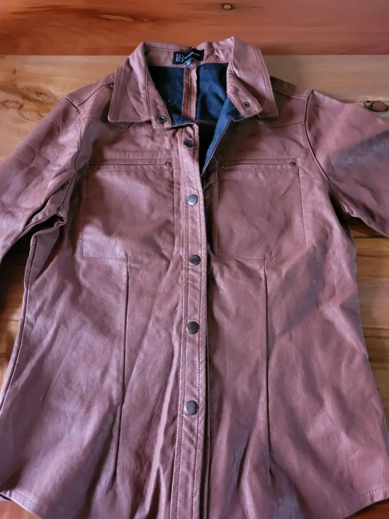 Chaqueta de eco cuero marrón para mujer - 1
