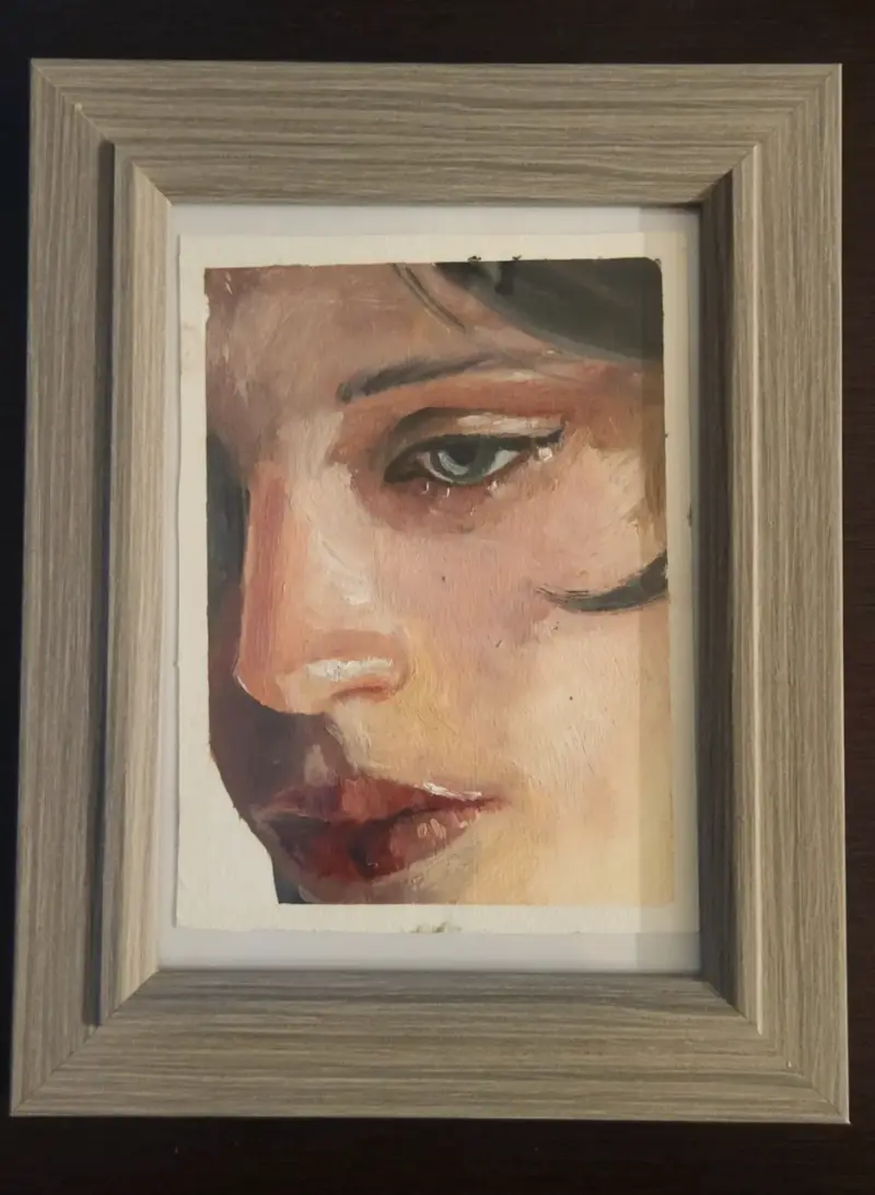 Retrato Original al Óleo Pintado a Mano con Marco