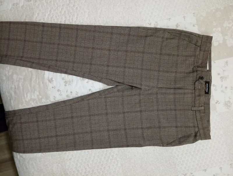 Pantalones de vestir a cuadros marrones - 2