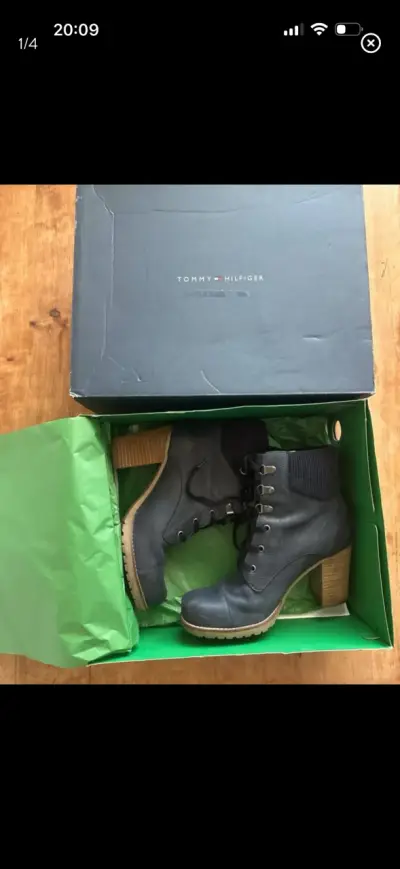 Botines Tommy Hilfiger de cuero azul - miniatura 1