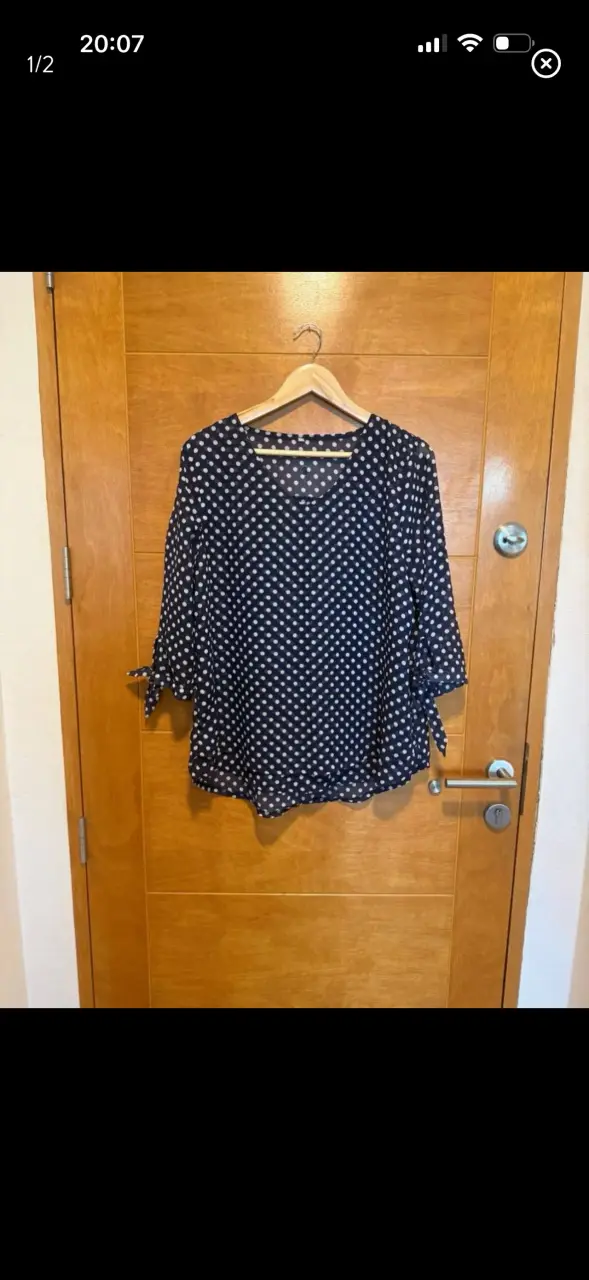 Blusa de lunares azul marino - 1