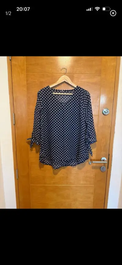 Blusa de lunares azul marino - miniatura 1
