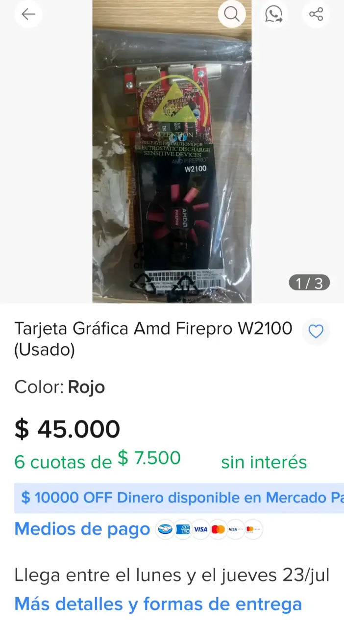 Tarjeta gráfica AMD FirePro W2100 - 3