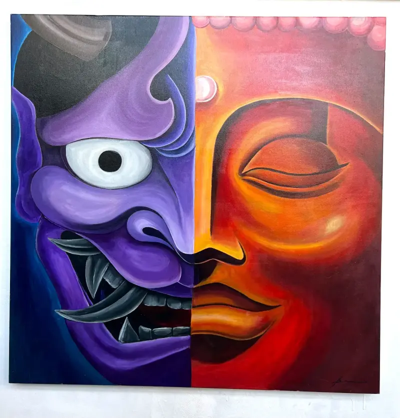 Óleo Original sobre Tela | Bipolaridad | 90×90 cm - 1