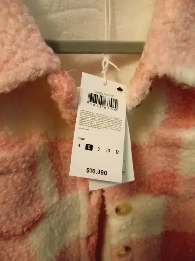 Chaqueta de lana a cuadros rosados - miniatura 2