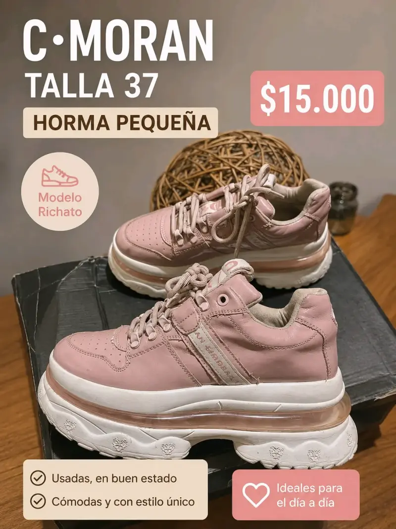 Zapatillas C-Moran talla 37 rosadas