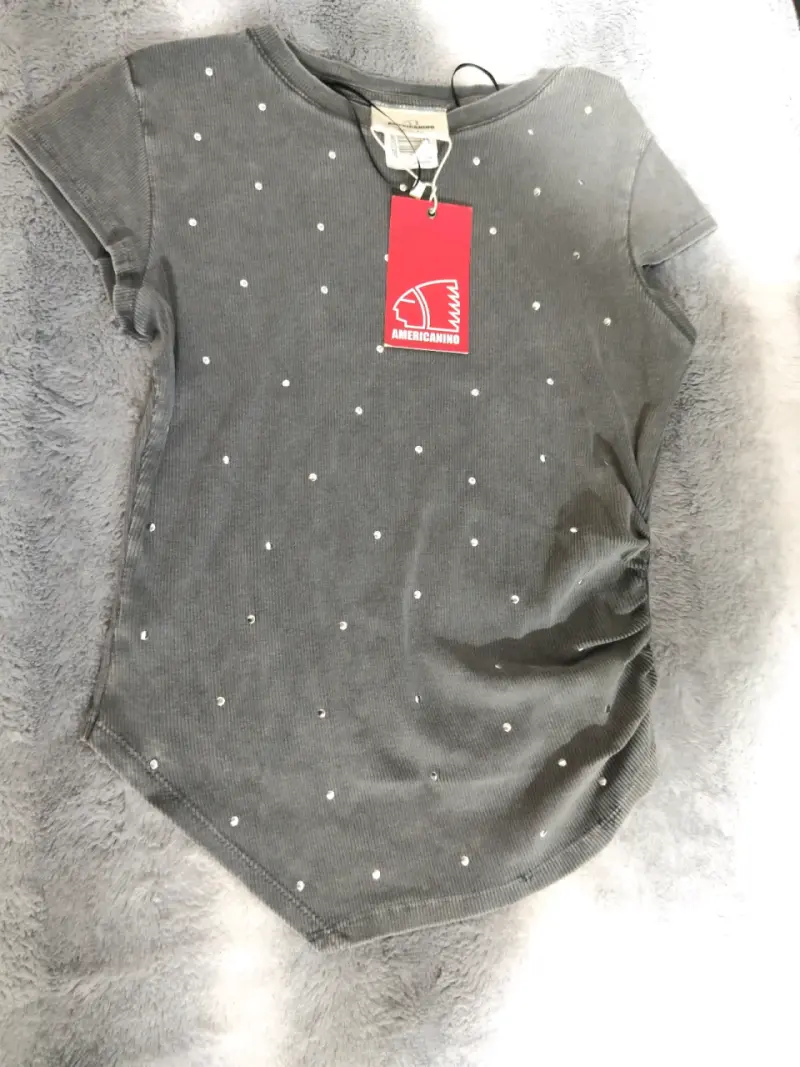 Polera gris con tachas... Americano