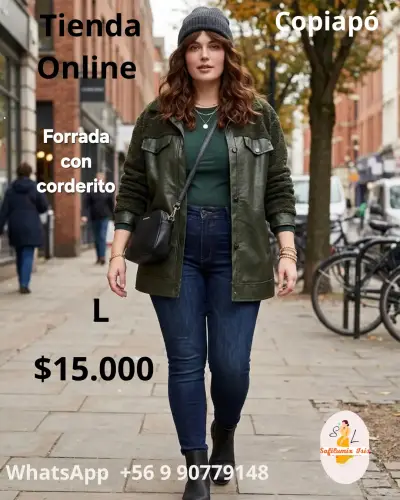 Chaqueta verde forrada con corderito - miniatura 1