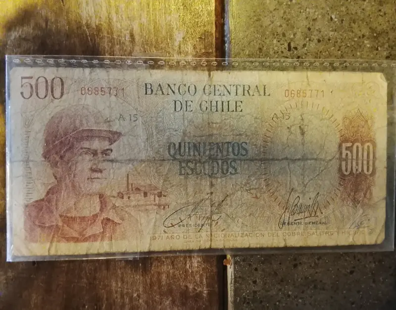 Billete antiguo de 500 escudos chilenos - 1