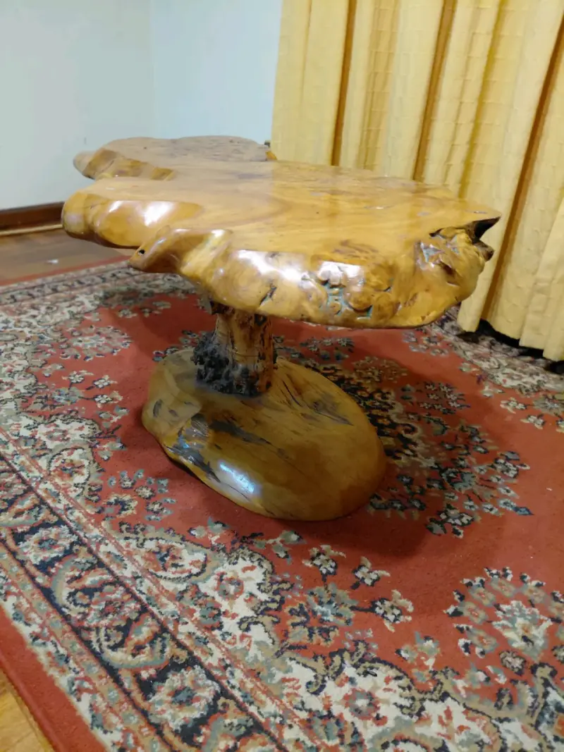 Mesa de centro rústica de madera natural - 4