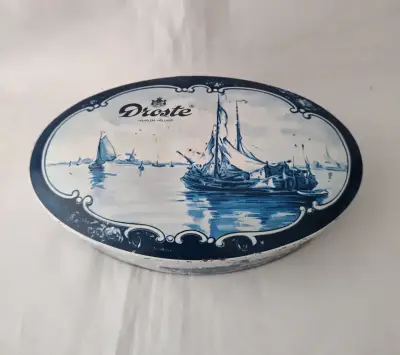 Caja Ovalada De Lata Vintage Droste Holandesa - miniatura 1