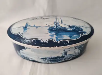 Caja Ovalada De Lata Vintage Droste Holandesa - miniatura 3