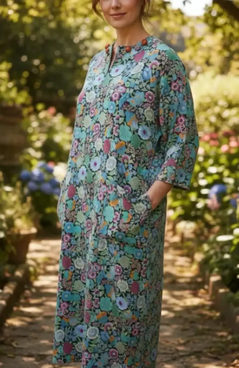 Vestido floral de manga larga talla L