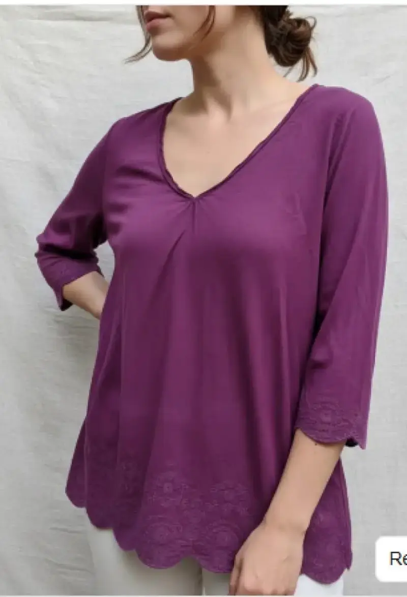 Blusa xl magenta de manga 3/4 con encaje