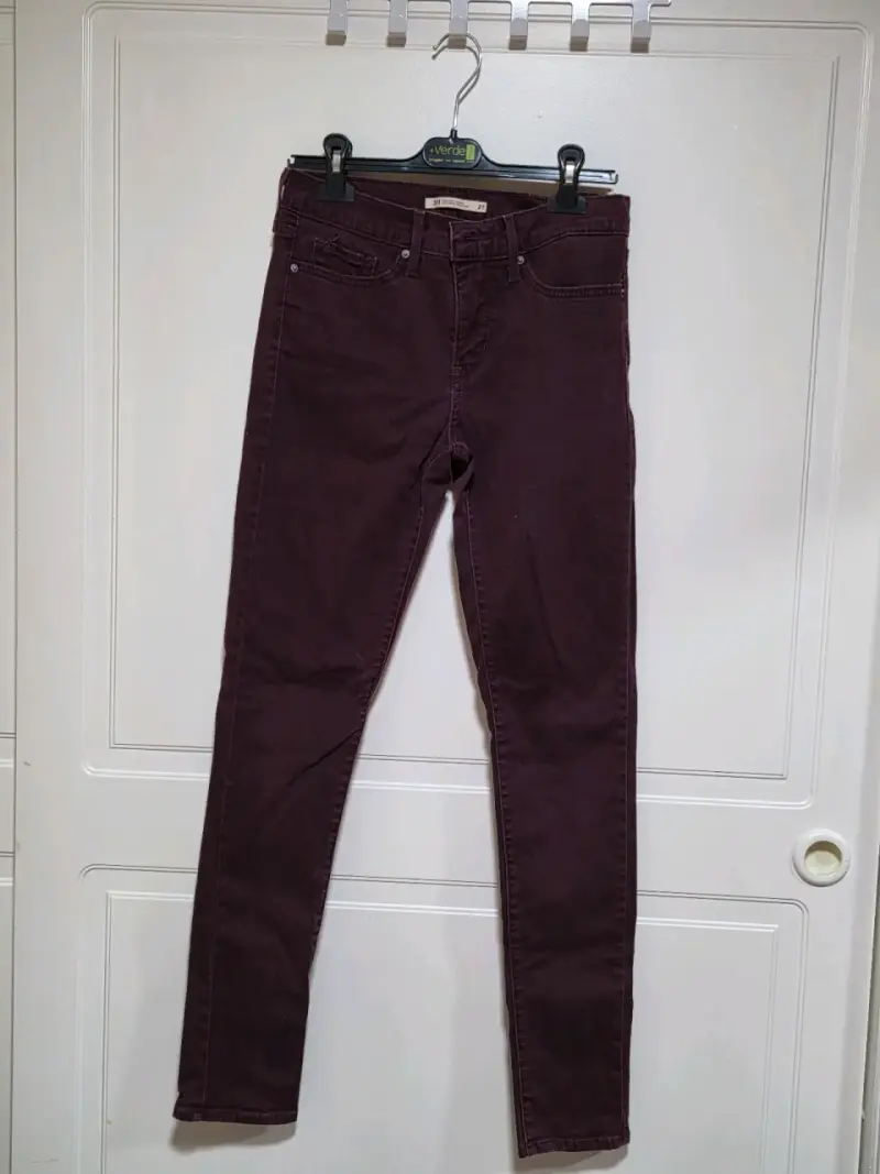 Jeans burdeos para mujer talla 27 - 1