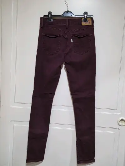 Jeans burdeos para mujer talla 27 - miniatura 2