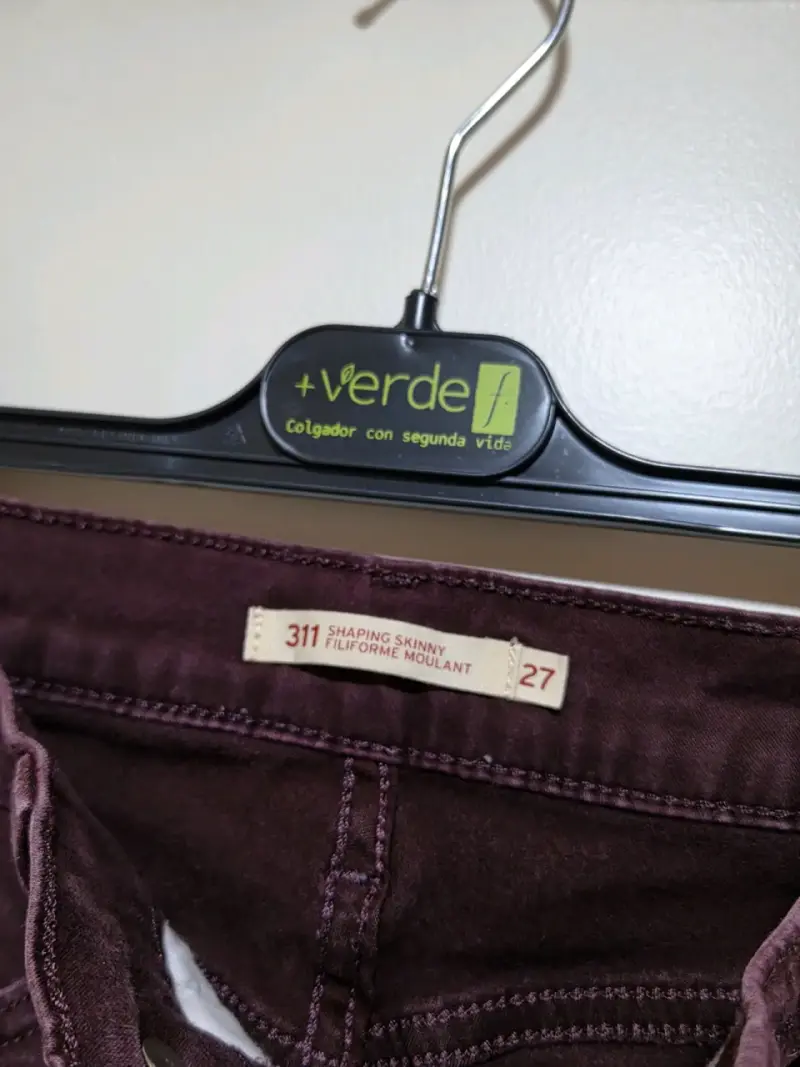Jeans burdeos para mujer talla 27 - 3