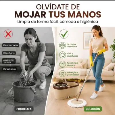 Set de mopas giratorias con balde - miniatura 2