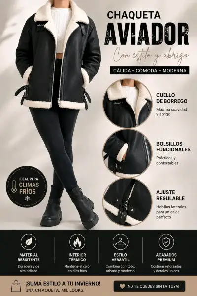 Chaqueta aviador con cuello de borrego - miniatura 1