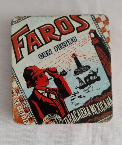 Caja Lata Vacia Faros Decorativa De Coleccion - miniatura 1
