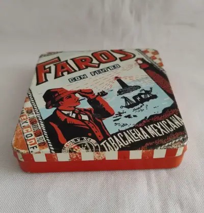 Caja Lata Vacia Faros Decorativa De Coleccion - miniatura 2