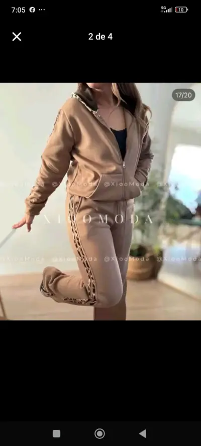 Conjunto deportivo beige con capucha - miniatura 1