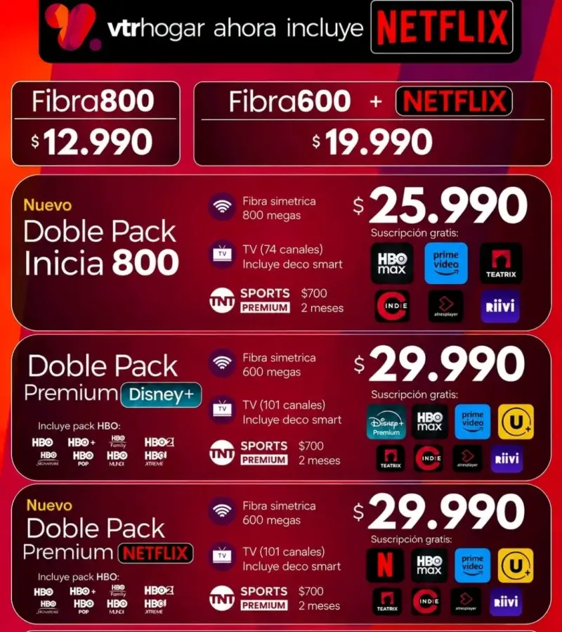 Planes de Internet y TV con Netflix y Disney+