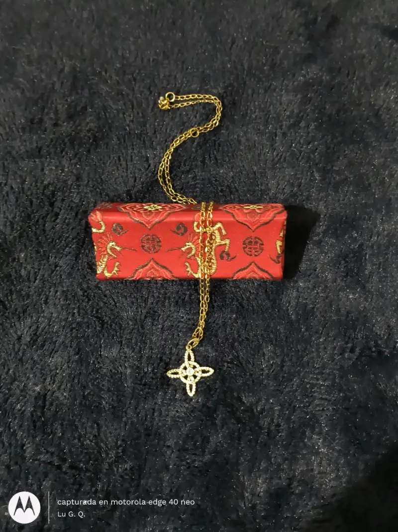 Estuche rojo con diseño de flores y dragones - 5