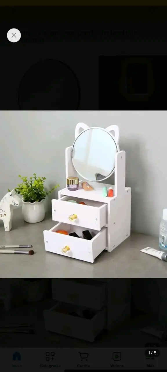 Organizador de maquillaje con espejo y cajones