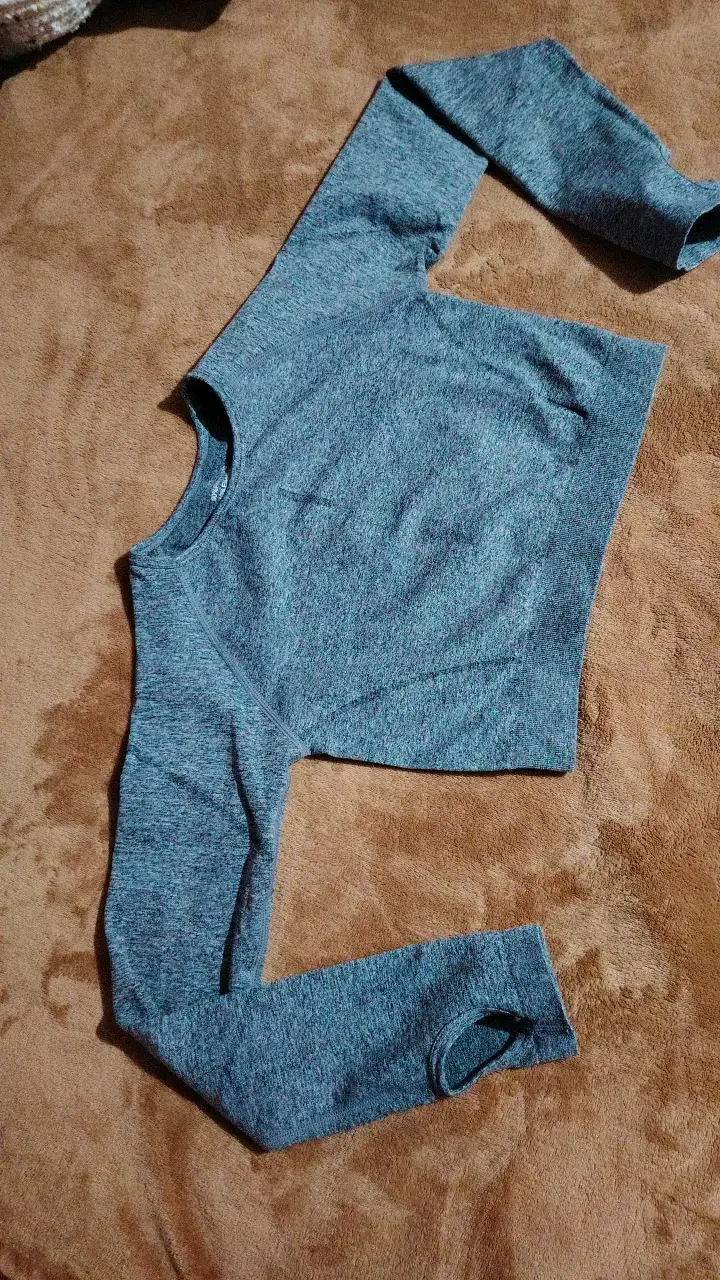 Polera deportiva manga larga gris