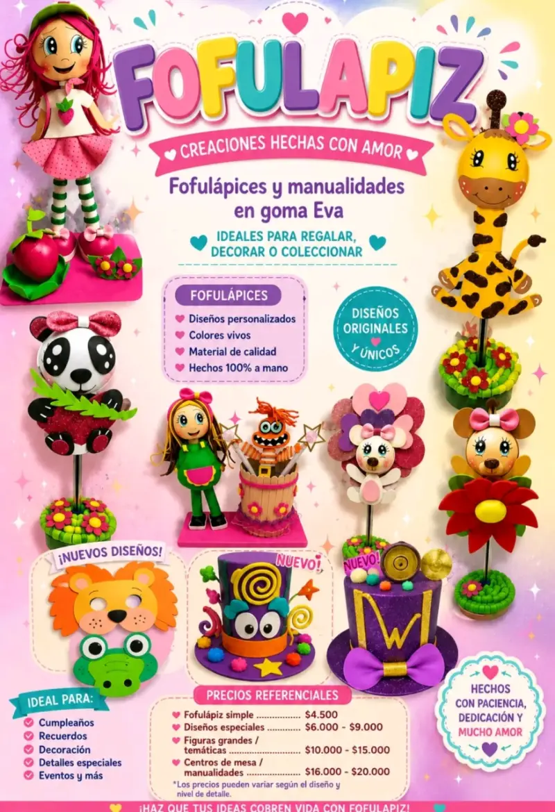 Fofulápices personalizados en goma Eva