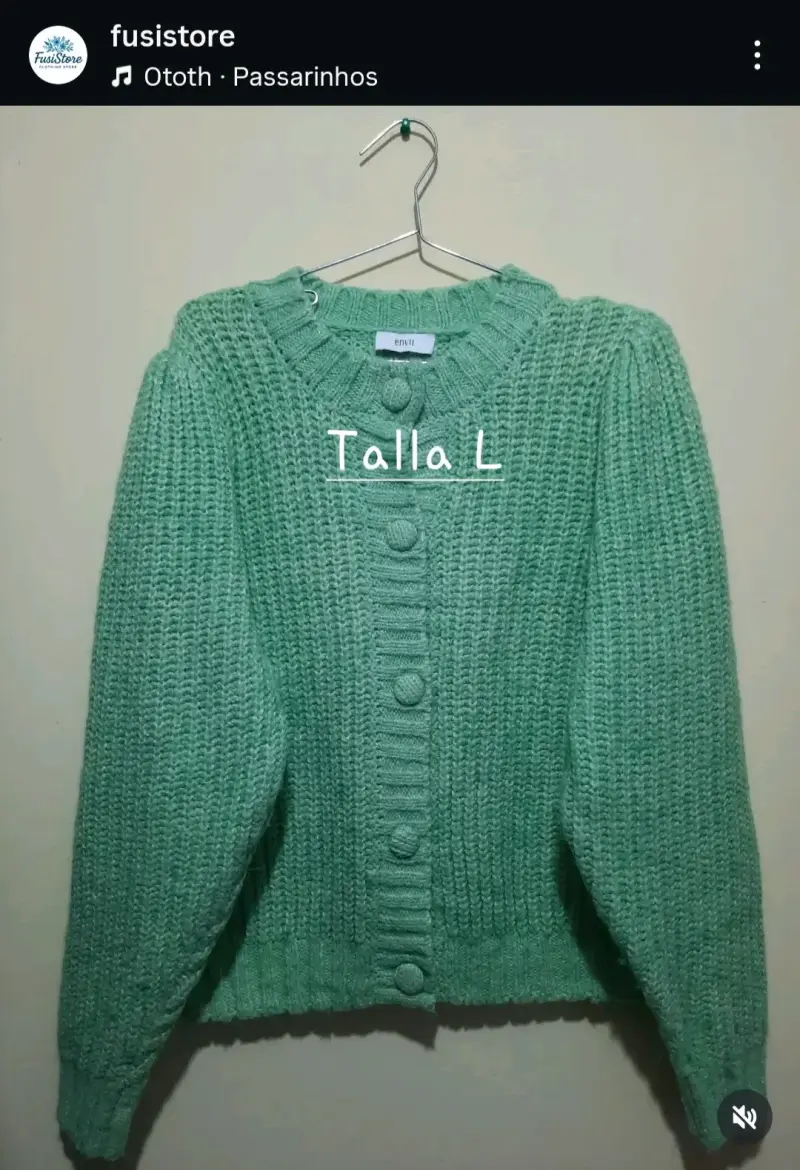 Cardigan verde de punto talla L