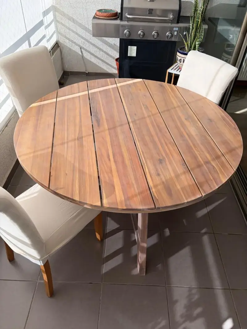 Mesa redonda de acacia 140 cm amoblé - 2