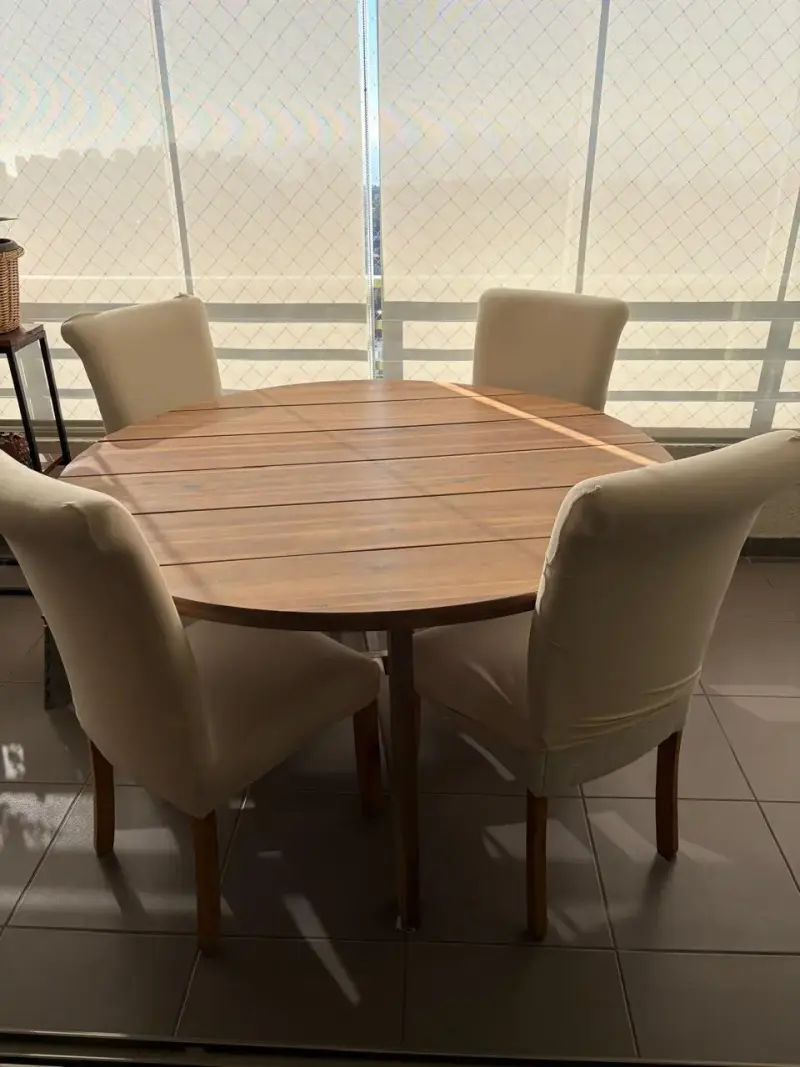 Mesa redonda de acacia 140 cm amoblé - 3