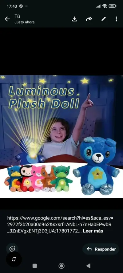 Peluche luminoso para niños - miniatura 1